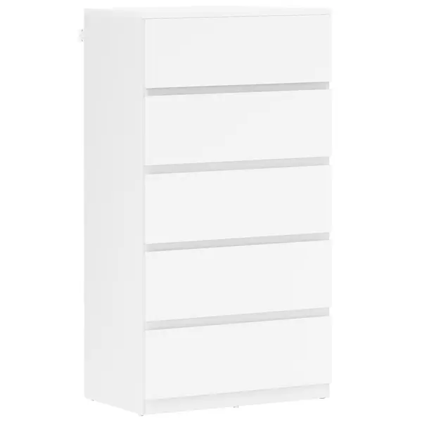 HOMCOM Comodă Sideboard Sertar, 5 sertare, 55 cm x 34 cm x 100 cm, Alb | Aosom Romania
