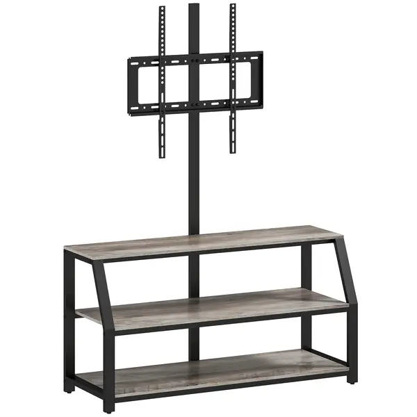 HOMCOM Comodă TV cu suport pentru televizoare până la 182,9 cm, comodă TV cu 2 rafturi deschise, 110x43x150cm, gri | Aosom Romania