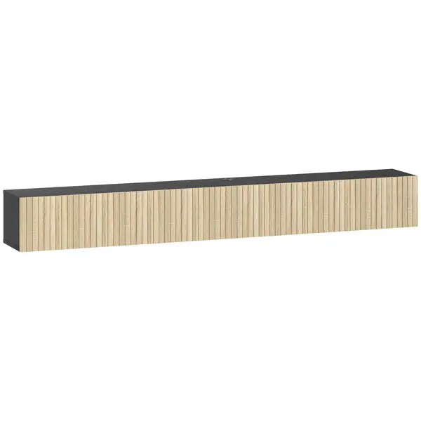 HOMCOM Comodă TV suspendată 140 cm, mobilier TV pentru televizoare 182,88 cm, 2 uși rabatabile, 140x25x22cm, lemn natural și negru | Aosom Romania