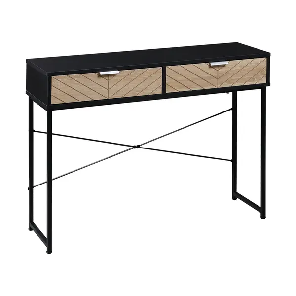 HOMCOM Consolă Elegantă cu 2 Sertare, Masă Metalică pentru Hol, Design Modern, Negru | Aosom Romania