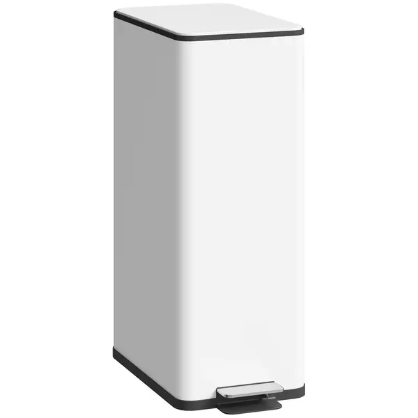 HOMCOM Coș de gunoi 20 L, capac soft-close, compartiment pentru deodorant, rezistent la amprente, oțel inoxidabil, Alb | Aosom Romania