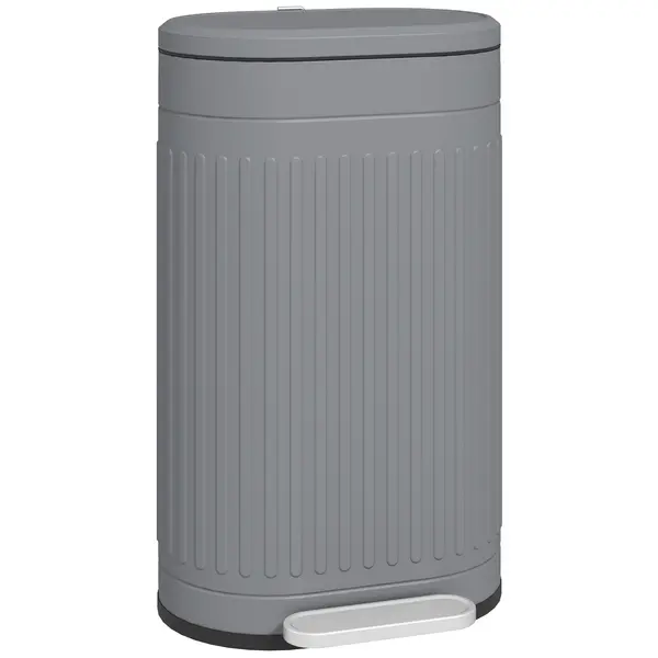 HOMCOM Coș de gunoi 30 L cu pedală, capac, găleată interioară detașabilă, funcție Soft-Close 36,5 x 31,2 x 60,8 cm, Gri | Aosom Romania
