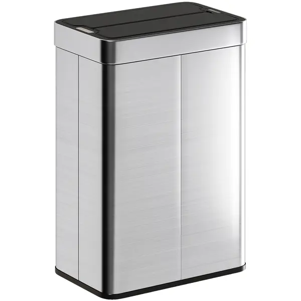 HOMCOM Coș de gunoi cu senzor, capacitate 55 L, capac tip fluture, se deschide automat, oțel inoxidabil, argintiu | Aosom Romania
