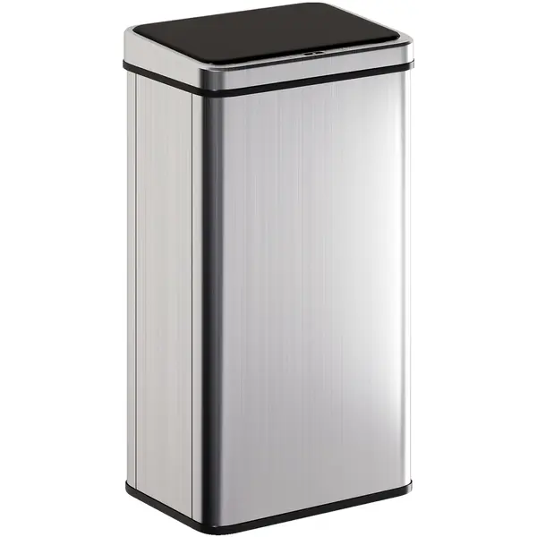 HOMCOM Coș de gunoi cu senzor de 50L, capac cu închidere lină, coș de gunoi automat din oțel inoxidabil, argintiu | Aosom Romania