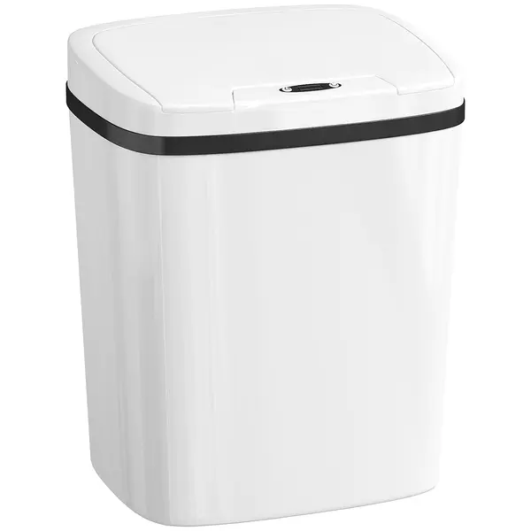 HOMCOM Coș de gunoi pentru bucătărie automat 15 L cu senzor infraroșu și mod manual inel de retenție anti-amprente alb | Aosom Romania