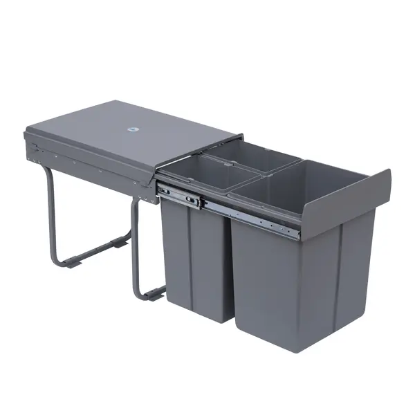 Homcom Cos Gunoi Ecologic 40L – 3 Compartimente Separate, Gri | Aosom Romania