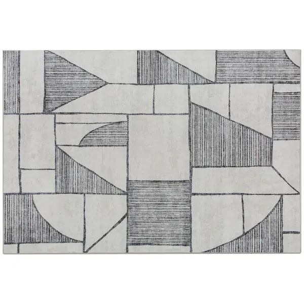 HOMCOM Covor Modern Antiderapant cu Linii Geometrice din Poliester, Multicolor | Aosom Romania
