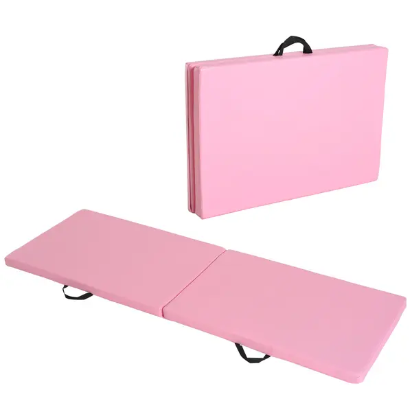 HOMCOM Covoraș de Gimnastică Pliabil și Antiderapant 180x60x5 cm Roz | Aosom Romania