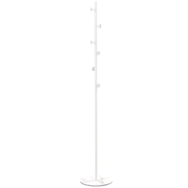HOMCOM Cuier Vertical Autoportant cu 6 Cârlige Disc și Bază din Ardezie, Ø32x171 cm, Alb Elegant pentru Organizare | Aosom România