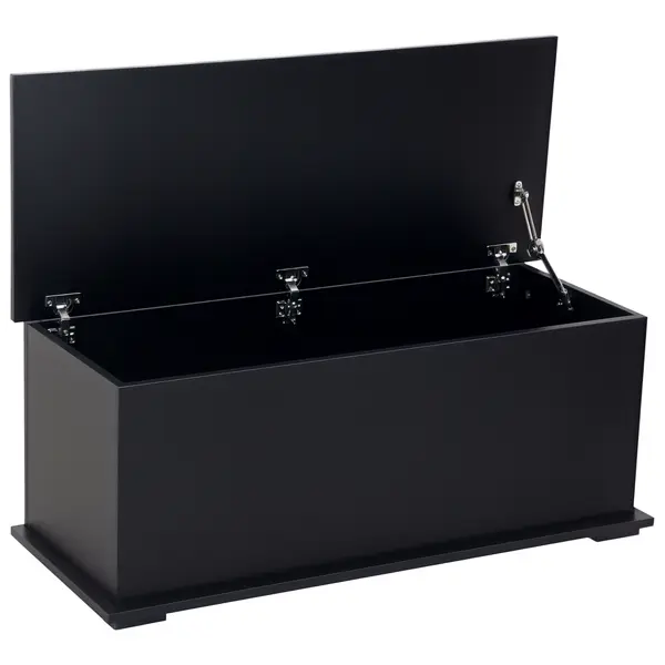 HOMCOM Cutie de depozitare cutie pentru jucării cu capacitate mare de depozitare și balamaua blocată din lemn 100 x 40 x 40 cm negru | Aosom Romania