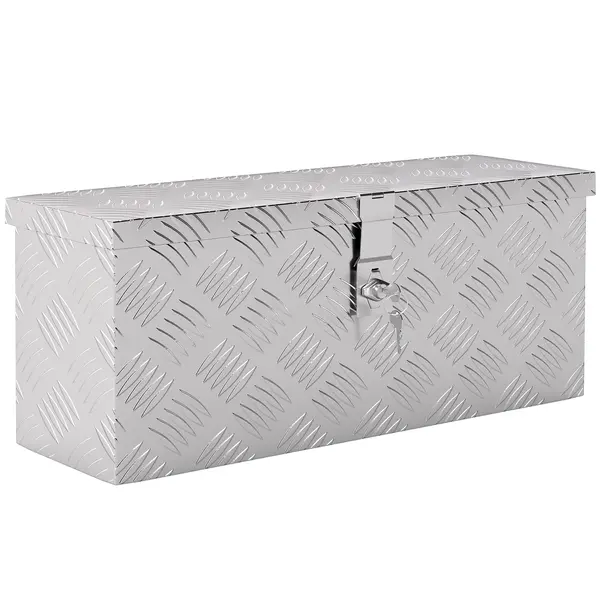 HOMCOM Cutie de Scule de 2 kg cu Încuietoare cu Cheie și Geantă pentru Unelte, 50x15.5x20.5 cm, Argintiu | Aosom Romania