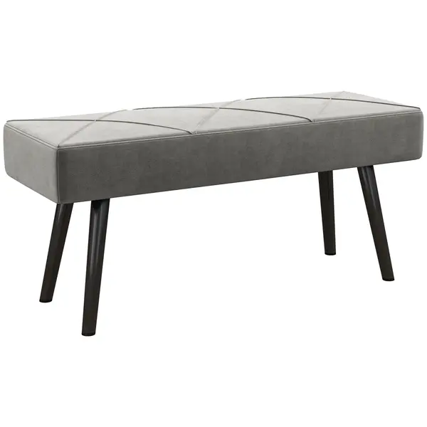 HOMCOM Danca Depozitare, Velvet Tapițat, cu Picioare de Oțel, pentru Dormitor, Living, Sufragerie, Hol, 100x36x45 cm, Gri | Aosom Romania