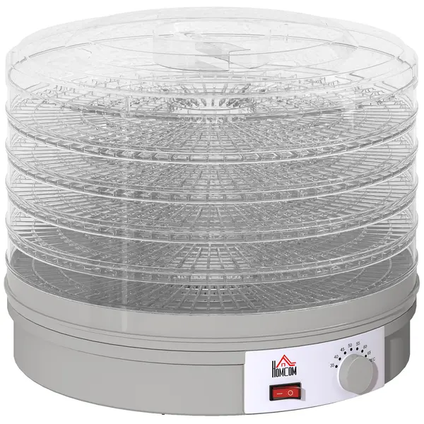 HOMCOM Dehidrator cu 5 niveluri, 245W cu reglaj temperatură, Gri | Aosom Romania