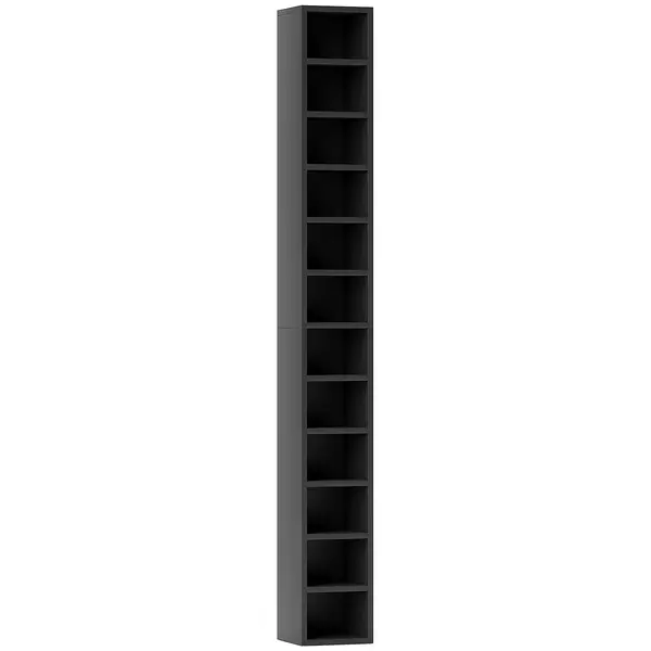 HOMCOM Depozitare pentru CD și DVD cu 12 compartimente, capacitate max. 204 CD, 21 x 20 x 175 cm, negru | Aosom Romania
