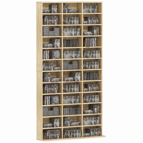HOMCOM Depozite pentru CD-uri și DVD-uri, bibliotecă de depozitare 1116 CD-uri/528 DVD-uri, 36 compartimente și rafturi reglabile, chenar | Aosom Romania