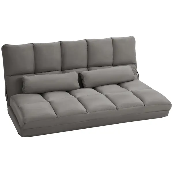 HOMCOM Divan de Podea 2 în 1 cu Spătar Reglabil în 7 Niveluri și Perne, 130x73x60 cm, Gri Carbonizat | Aosom Romania