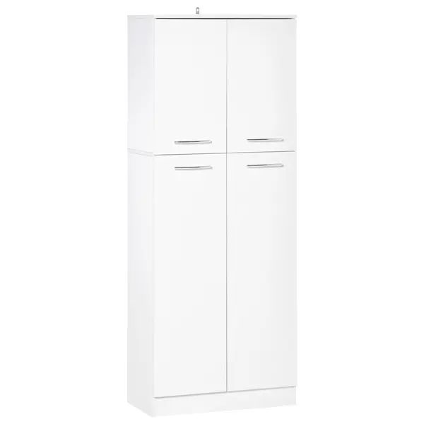 HOMCOM Dulap Compact cu Rafturi Ajustabile, 2 Compartimente, Design Modern, 59x31x155 cm, Alb | Aosom Romania