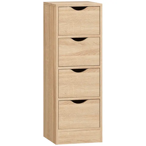 HOMCOM Dulap de Baie Compact cu 4 Sertare și Mânere Sculpatate, Stil Nordic | Aosom Romania