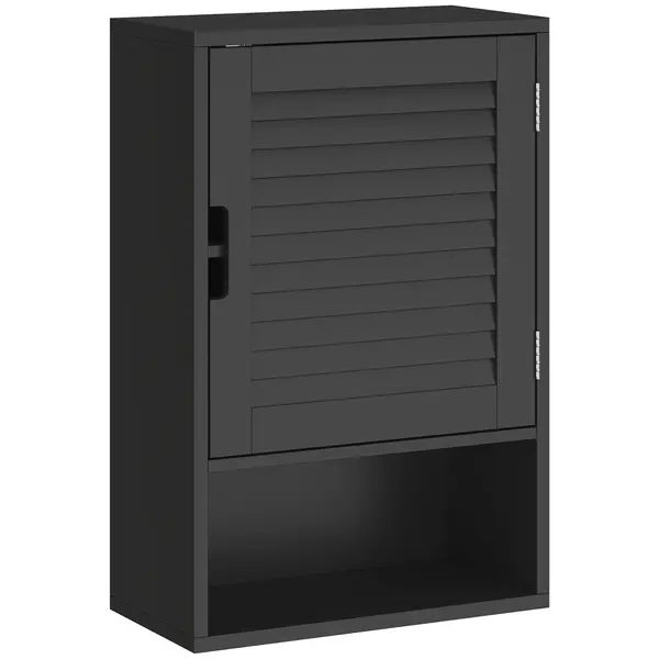 HOMCOM Dulap de Baie, Dulap Suspendat cu Rafturi Reglabile, 40 x 20 x 60 cm, Negru | Aosom Romania