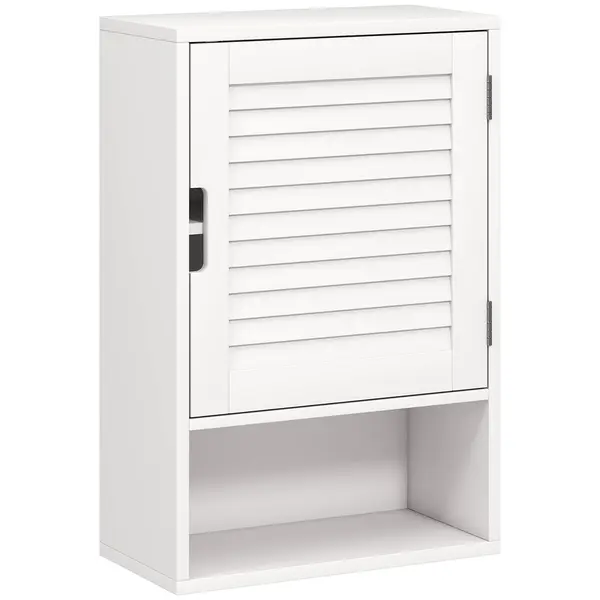 HOMCOM Dulap de baie suspendat pe perete cu ușă cu închidere silențioasă, rafturi reglabile 40 x 20 x 60 cm Alb | Aosom Romania