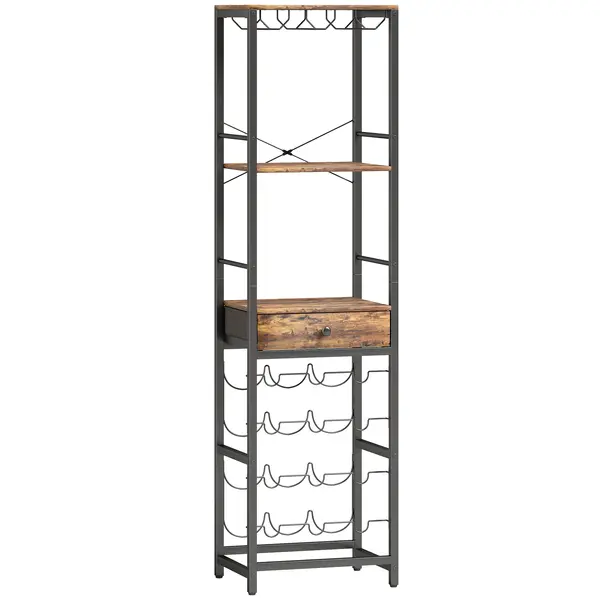 HOMCOM Dulap de Bar, Mobilier de Bar cu Sertar și Suport pentru Pahare, Maro Rustic | Aosom Romania