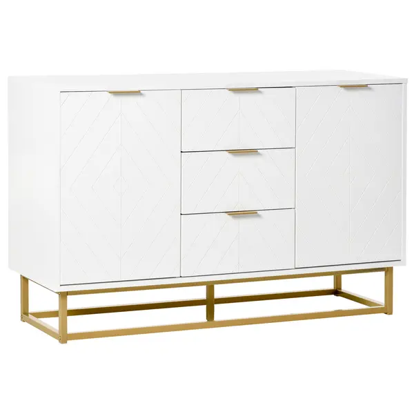 HOMCOM Dulap de bucatarie, Bufet jos pentru bucatarie sau sala de mese cu 3 sertare si 2 usi, 120x40x76 cm | Aosom Romania