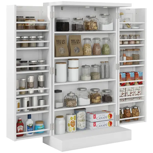 HOMCOM Dulap de Bucătărie Depozitare Independent 60x30x104cm, Alb | Aosom Romania