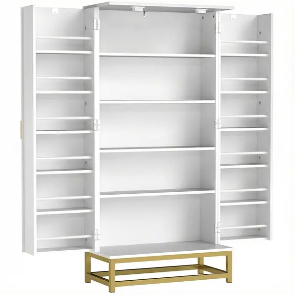 HOMCOM Dulap de bucătărie mobilier depozitare cu 12 rafturi pe uși, rafturi reglabile, 58x29x119,5cm, alb | Aosom Romania
