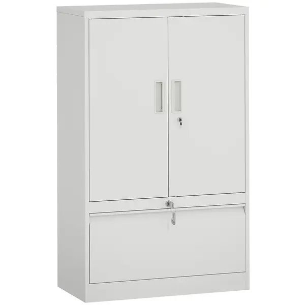HOMCOM Dulap pentru Birou cu Raft Interior Reglabil și Sertar Alb | Aosom Romania