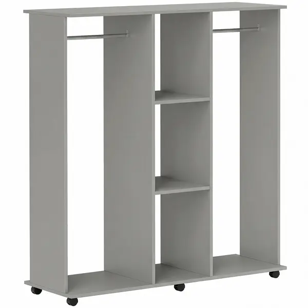 HOMCOM Dulap pentru haine, mobilier de depozitare mobil, 6 roți, 120 x 40 x 128 cm, gri | Aosom Romania