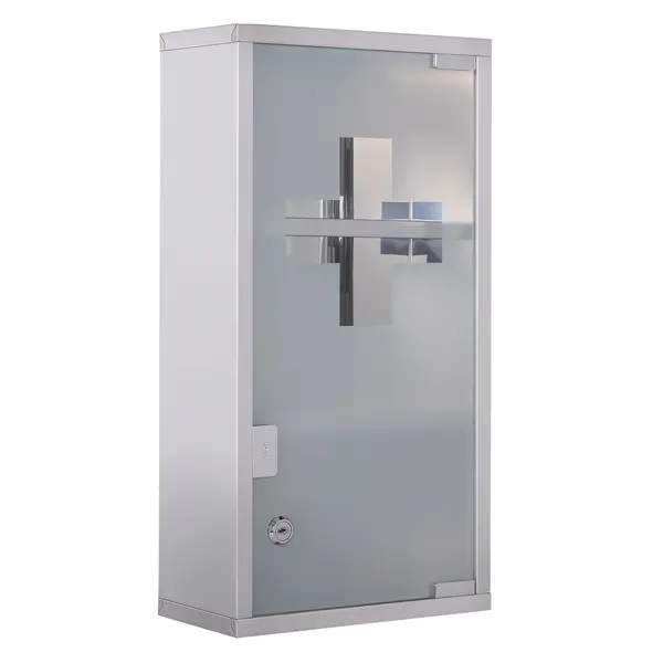 HOMCOM Dulap pentru Medicamente, Design Modern, Sticlă și Oțel, cu Ușă și 2 Chei, 48x25cm | Aosom Romania