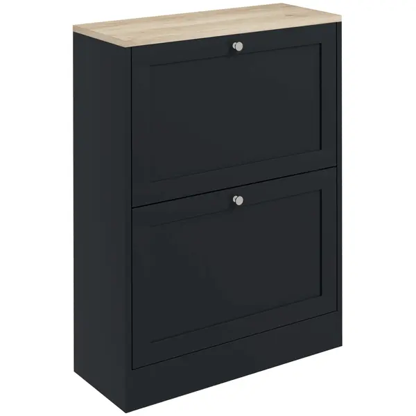 HOMCOM Dulap pentru pantofi 12 perechi, Mobilier de intrare cu 2 sertare rabatabile și polițe reglabile, 60 x 23,5 x 80cm, Negru | Aosom Romania