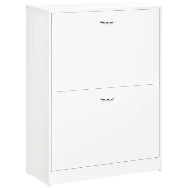 HOMCOM Dulap pentru pantofi dim. 60L x 24l x 80H cm 2 uși batante Alb | Aosom Romania