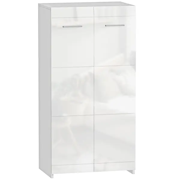 HOMCOM Dulap pentru Pantofi Lucios, Mobilier Modern cu Rafturi Reglabile pentru Hol, Coridor, Capacitate 10 Perechi, Alb | Aosom Romania