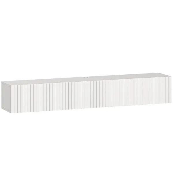 HOMCOM Dulap TV suspendat 140cm, mobilier TV pentru televizoare până la 183 cm, 2 uși rabatabile, 140x25x22cm, alb | Aosom Romania