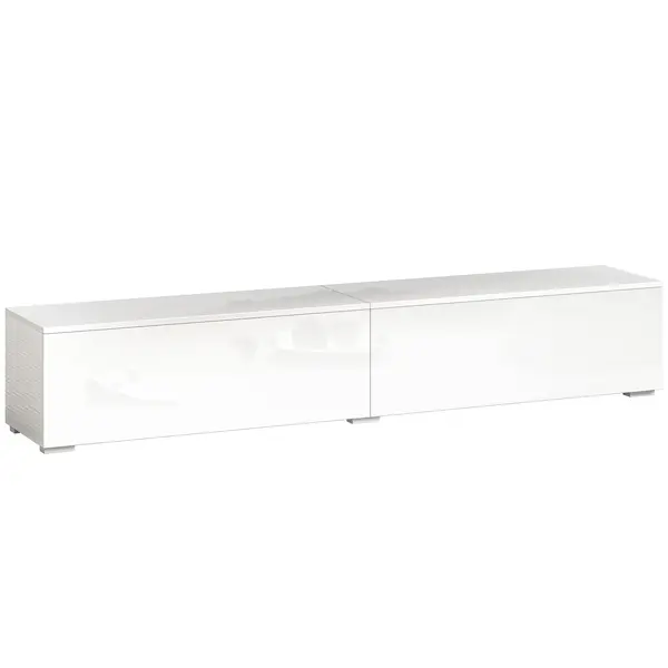 HOMCOM Dulap TV Suspendat 180 cm pentru TV până la 75 Inch, Dulap Modern pentru Living cu Uși cu Deschidere prin Apăsare și Orificii pentru Cabluri, Consolă Multimedia Montată pe Perete, Alb Lucios | Aosom Romania