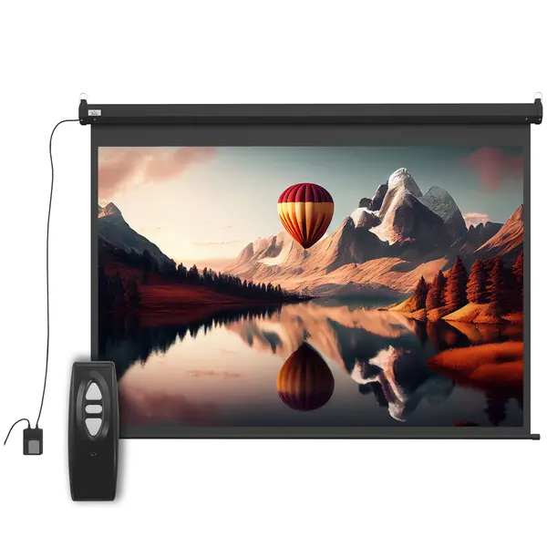 HOMCOM Ecran pentru Proiector de 84 inch, Reglabil cu Telecomandă, Ecran de Proiecție Compact, 171x130 cm, Negru | Aosom Romania
