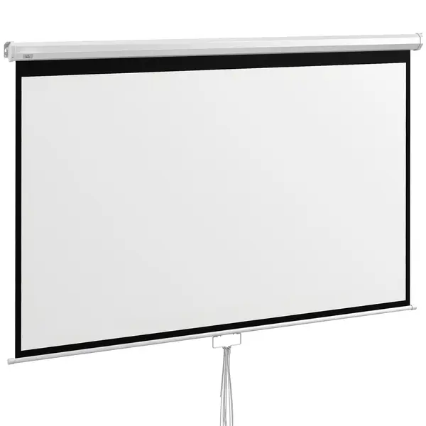 HOMCOM Ecran Proiector 100", 16:9, Montaj Perete/Tavan, Material Mat Premium, Blocare Automată, 221x124 cm, Alb | Aosom Romania