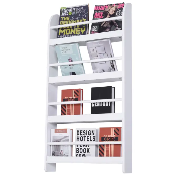 HOMCOM Etajeră de Perete Modernă cu 4 Rafturi din Lemn, Design Elegant pentru Living sau Birou, Alb, 59x12x113cm | Aosom Romania
