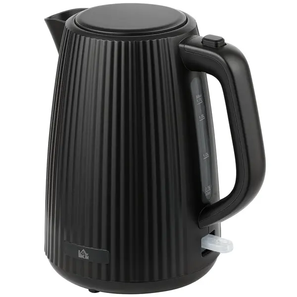 HOMCOM Fierbător Electric 1,7L 2200W cu Filtru Anticalcar Detașabil Oprire Automată Bază Rotativă 360° Negru | Aosom Romania