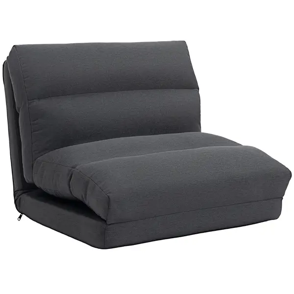 HOMCOM Fotoliu cu funcție de pat, spătar înclinat, pliabil, până la 120 kg, 70 x 72 x 56 cm, Gri închis | Aosom Romania