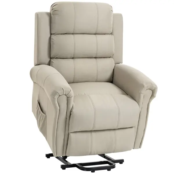 HOMCOM Fotoliu cu ridicare electrică, fotoliu relax electric cu funcție de masaj și încălzire, 87 x 87,5 x 108 cm, beige | Aosom Romania
