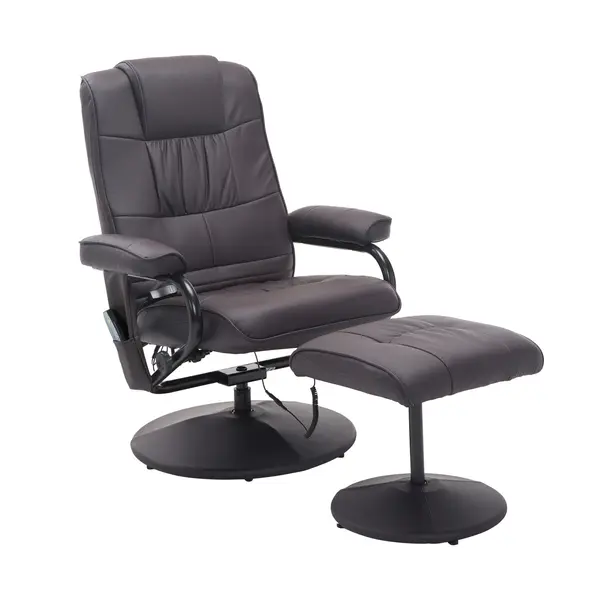 HOMCOM Fotoliu de masaj relaxant, incl. taburet, 10 puncte de vibrație, 1 telecomandă; 77 cm x 84 cm x 95 cm, Maro | Aosom Romania