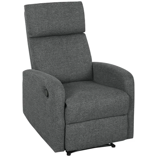 HOMCOM Fotoliu de relaxare, fotoliu de odihnă reglabil cu suport pentru picioare ajustabil, fotoliu de living modern cu material textil, Gri | Aosom Romania