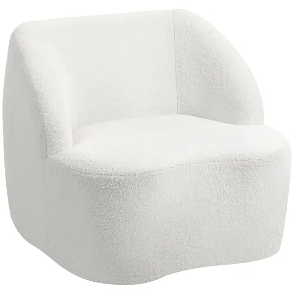 HOMCOM Fotoliu modern cu capitonaj din fleece, fotoliu confortabil pentru sufragerie, dormitor, birou acasă, Crem | Aosom Romania