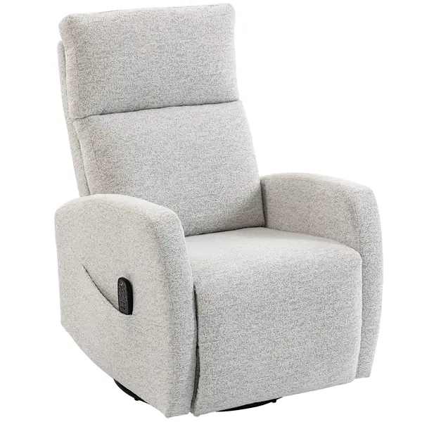 HOMCOM Fotoliu reclinabil de masaj cu încălzire, fotoliu de relaxare din chenille, spătar reglabil, rotativ 360°, crem | Aosom Romania