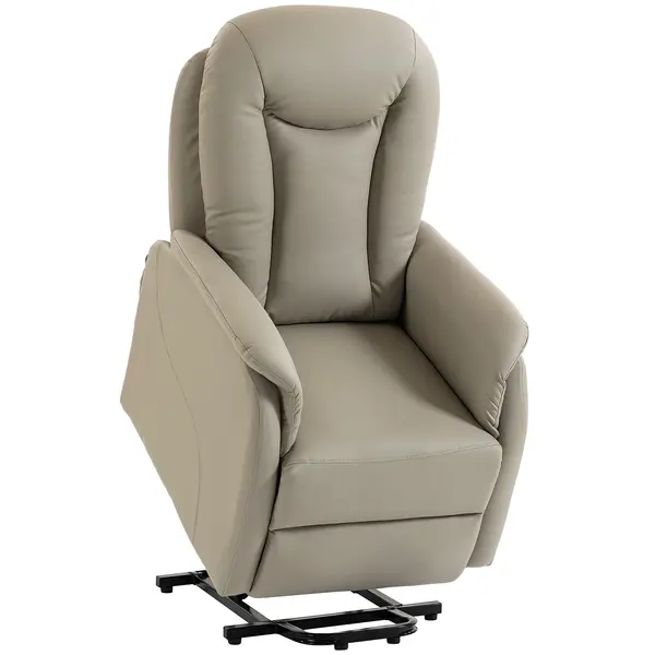 HOMCOM Fotoliu Recliner Electric cu Funcție de Ridicare, Masaj 8 Puncte, Încălzire, PU, Gri Deschis | Aosom Romania