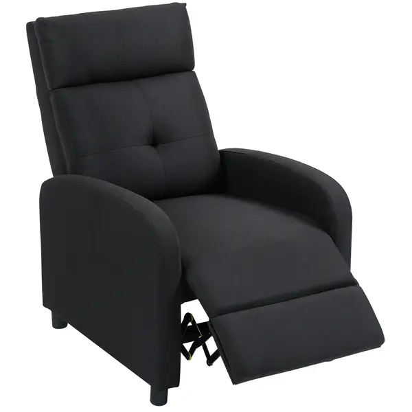 HOMCOM Fotoliu relax cu funcție de reclinare, suport pentru picioare extensibil, sistem de arcuri în buzunar, până la 150 kg, Negru | Aosom Romania