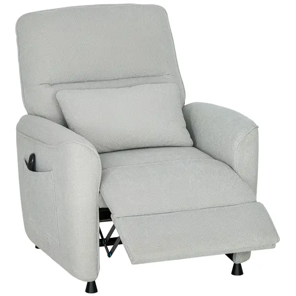 HOMCOM Fotoliu Relax Electric cu Masaj și Încălzire, Silențios, Reclinabil 150° în Cinilă cu Pernă, Funcție de Memorie, 2 Telecomenzi, Suport pentru Picioare pentru Living și Birou, Gri | Aosom Romania