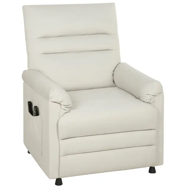 HOMCOM Fotoliu relax electric masaj și încălzire, fotoliu inclinabil, suport pentru picioare, motor silențios, 82x99x106cm, crem | Aosom Romania